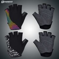 hotx【DT】 DAREVIE Reflective Cycling Gloves Half MTB Road Sponge Padded Super Soft