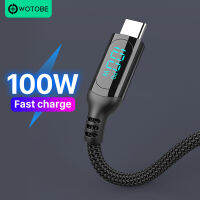 WOTOBE PD100W USB C ถึง USB C สาย5A E-Mark LED Digital แสดงผลสายชาร์จอย่างรวดเร็วสำหรับแล็ปท็อป Type C Samsung S2120