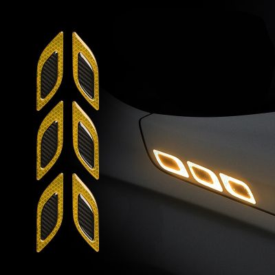 ；‘【】- 6Pcs/Set Car Reflective Carbon Fiber Sticker 3D Car Styling Reflective Strips Night Safety Warning Reflector Tape Stickers Decal