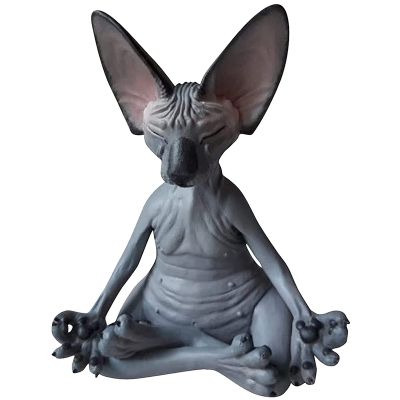 Sphynx Cat Meditate,Thinking Cat Statue,Meditating Thinking Cat,Sphynx Hairless Cat Meditation Collectible Decor