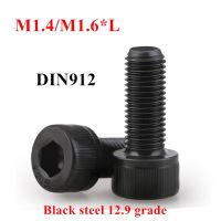 100pcs DIN912 M1.4 M1.6 Black grade 12.9 Alloy Steel Hexagon Socket Hex Head Cap Screw Screws Cylinder Allen Bolts