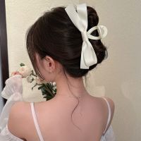 Elegant White Black Satin Hairpins Double Sided Big Bow Fashion Women Black Bowknot Hair Claw Hair Clips Korean Hair Accessories