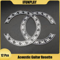 12Pcs กีตาร์อะคูสติก Rosette 92มม. 104มม. PVC กีตาร์วงกลม Sound Hole Rosette Inlay สำหรับกีตาร์พื้นบ้าน Decal อุปกรณ์เสริม