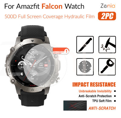 Zenia 2ชิ้น HD แบบเต็มหน้าจอฟิล์มกันรอยสำหรับขอบโค้งปกป้องทุกส่วนของเครื่อง Amazfit Falcon สมาร์ทวอท์ช HD 9ชั่วโมงไม่แตกหักมองไม่เห็นฟิล์มบาง TPU ฟิล์มป้องกันป้องกันการแผ่นฟิล์มกันรอย