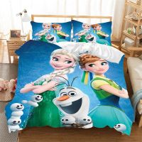 Disney Cartoon 3D Printed Bedding Set Frozen Elsa Anna Rapunzel Princess Single Bedlinen Duvet Cover Sets For Girl