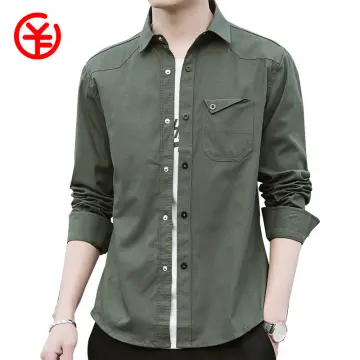 Casual Safari Style Shirt For Men Autumn New Cotton Turn-down