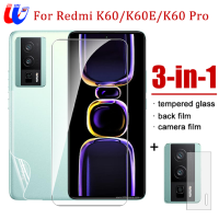 3-ใน-1สำหรับ Xiaomi Redmi K60ฟิล์มกระจกเทมเปอร์ K60E + ฟิล์มกล้อง + ฟิล์มป้องกันด้านหลังแบบควบแน่นสำหรับ Xiaomi Redmi K60โปรหน้าจอมือถือความปลอดภัยใสป้องกันแบบเต็มรูปแบบกระจกนิรภัย