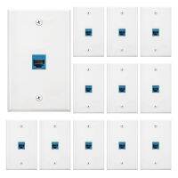 10 Pieces Ethernet Wall Outlet Plate Cat6 RJ45 Wall Plate Jack Female to Female Ethernet Inline Coupler Plates Ethernet