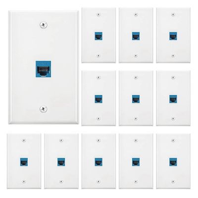 10 Pieces Ethernet Wall Outlet Plate Cat6 RJ45 Wall Plate Jack Female to Female Ethernet Inline Coupler Plates Ethernet