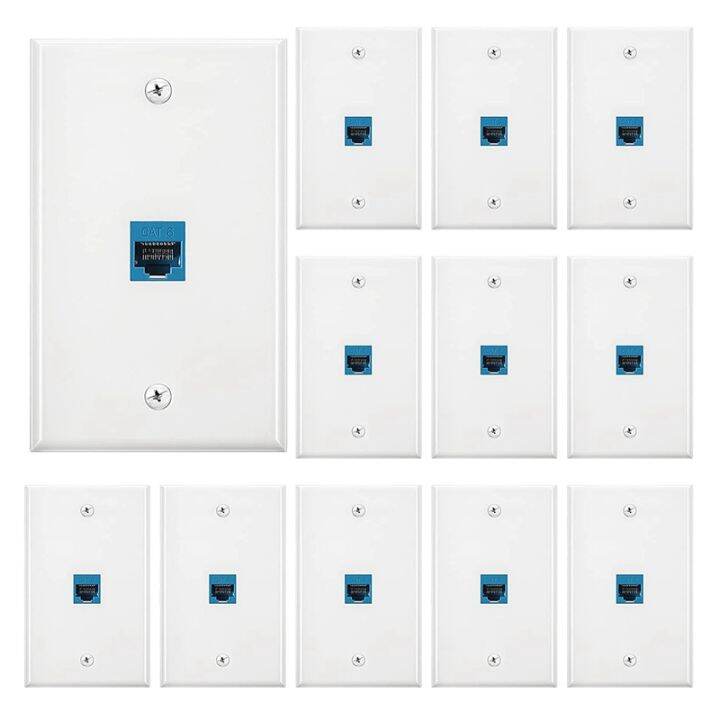 10 Pieces Wall Outlet Plate Cat6 RJ45 Wall Plate Jack Female