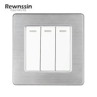 Rewnssin Wall Switch 1 2 3 4 Gang 1 2 3 Way Light Switch ON OFF Power Switch 220V 16A White Stainless Steel Panel 86 Type Light