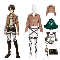 Attack on Titan เสื้อแจ็กเก็ตหนัง คอสเพลย์อนิเมะผ่าพิภพไททัน Shingeki No Kyojin Recon Corps Ackerman QC7311132