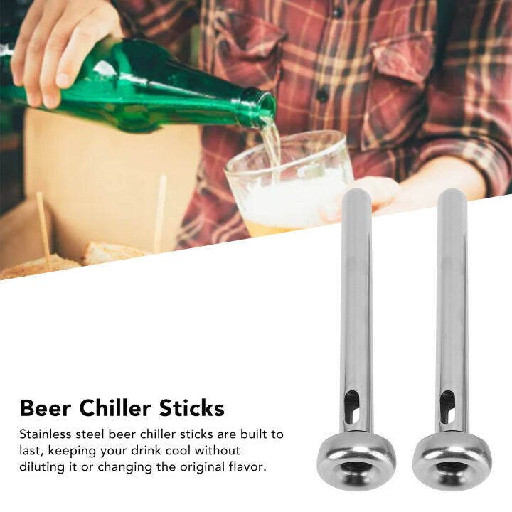 2PCS Beer Chiller Sticks สแตนเลสขวดเครื่องดื่ม Cooler Cooling Sticks