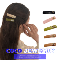 COCOJEWELRY หนังใหม่สีลูกกวาด Arc De Triomphe หน้าม้าด้านข้างป้ายทองคำผมหักหลังกิ๊บหนีบผมไร้รอยย้อนยุคกิ๊บปากเป็ด