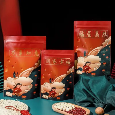 Chinese New Year Candy Bags Self Styled Package Bag Spring Festival Decor Zip Lock Bag Waterproof Snacks Food Package Bag