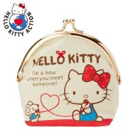﹉❀ Sanrio Cute Coin Purse Canvas Hasp Short Wallet Kawaii Hello Kitty MyMelody Mini Money Bag For Women Bag Accessories Gift