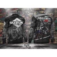 2023 Newblack Suzuki Raider R150และสีเทาเต็มระเหิด Longsleeve 3d พิมพ์แขนยาวรถจักรยานยนต์ย์ขนาด Xxs-6xl