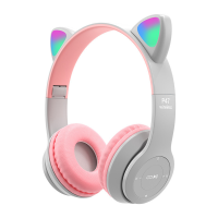 LED Cat Ear Wireless Headphones Bluetooth-compatible Earphone Kids Gift Headset With Mic Noise Cancelling For Online Learning