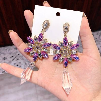 สไตล์บาร็อคโนเบิลหรูหราบุคลิกภาพสีม่วงจี้เงาแฟชั่นเครื่องประดับต่างหูห้อยต่างหูเครื่องประดับจี้Baroque style noble luxury purple personality pendant shiny fashion accessories earrings dangling earrings jewelry pendant