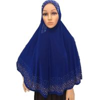 【YF】 Large Women Muslim Instant Hijab Khiamr Full Cover Rhinestone Prayer Scarf Shawls One Piece Amira Ramadan Turban Headwrap