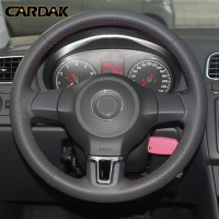 CARDAK Car accessories Leather Hand-stitched Car Steering Wheel Covers For Volkswagen Golf 6 Mk6 Polo MK5 2010 2011 2012 2013