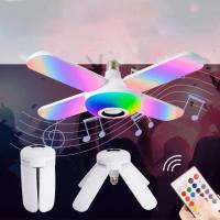 1pc LED Four-leaf Music Ceiling Lamp Colorful Intelligent Audio Folding Bulb Lamp With Remote Control Deformable Fixture Lights