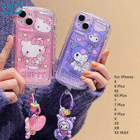 Kuromi Hello KItty เครื่องประดับแบบแขวนการ์ตูนลูกสุนัขน่ารักเคสสำหรับ Apple iPhone โทรศัพท์มือถือ6 6S 6 Plus 6S Plus 7 8 Plus X XS XR XS MAX สบู่กันกระแทกและกันกระแทก