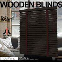 มู่ลี่ไม้ โฟมวู๊ด FWK08 สี DARK OAK. เทปผ้า สี MAHOGANY Foam wood blinds แบร์นไมโคร