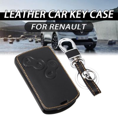 กระเป๋าพวงกุญแจเคสกุญแจหนังสีดำสำหรับ Renault Koleos Laguna 2 3 Megane 1 2 3 Sandero Scenic Captur Fluence คลีโอดัสเตอร์