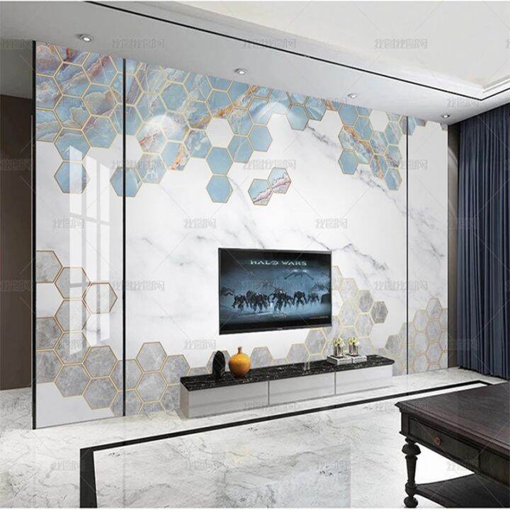 cw-luxury-hexagonal-geometry-marble-jazz-white-wallpaper-tv-background-wall-living-room-mural-dining-bedroom