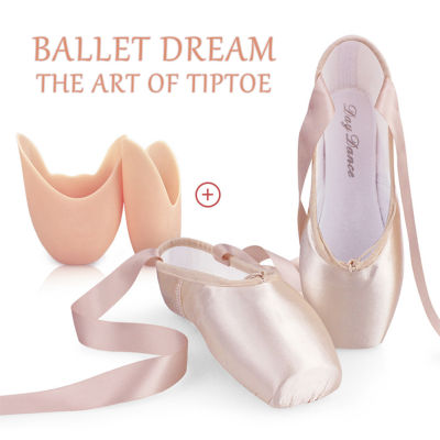 Hittime สาวซาติน Ballerina บัลเล่ต์ Pointe รองเท้าเด็กผู้ใหญ่บัลเล่ต์รองเท้า RibbonsPractise Ballerina รองเท้าผู้หญิงเต้นรำ Shoes