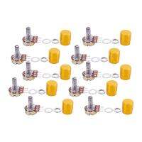 10 Pcs 10K ohm 3 Pins 6mm Split Shaft Rotary Linear Taper Potentiometers w Knob