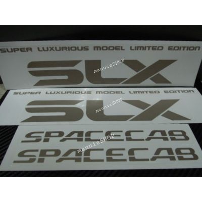 สติ๊กเกอร์ดั้งเดิมรถ คำว่า SLX + SPACECAB THE SUPER LUXURIOUS MODEL LIMITED EDITION แบบที่ 2 (สำหรับ ISUZU) sticker ติดรถ แต่งรถ อีซูซุ
