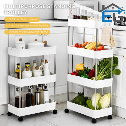 MultiLayer Thin Storage Cart Shelf Trolley with Wheels Movable