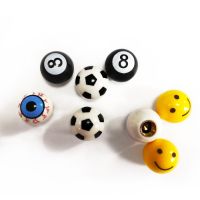 4pcs/pack Tire Stem Caps Car Motorcycle Tyre Stems Air Cap Cover EyeballEight BallSmileFootball 【hot】