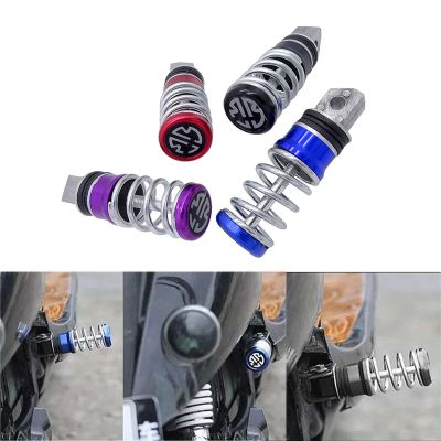1 Pair Spring Foot Rest Motorcycle Front Footrests Anti-Slip Foot Rest Scooter Foot Pegs for Yamaha Sukuzi Hond etc Moto Pedals