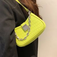 Spring bag womens 2023 new trendy fashion texture stone pattern shoulder bag high-level sense all-match ins armpit bag 【QYUE】