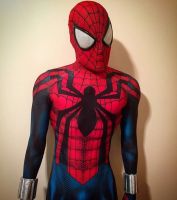 ❒❀ Adults Kids Ben Reilly Cosplay Costume Scarlet Spider Suit Superhero Zentai Halloween Bodysuit Man Boys