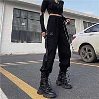 Gothic Alt Clothes Black Zipper Chain Pants Women Streetwear Goth Mall Harem Trousers Korean Preppy Punk Emo Cyber Y2k Jogger