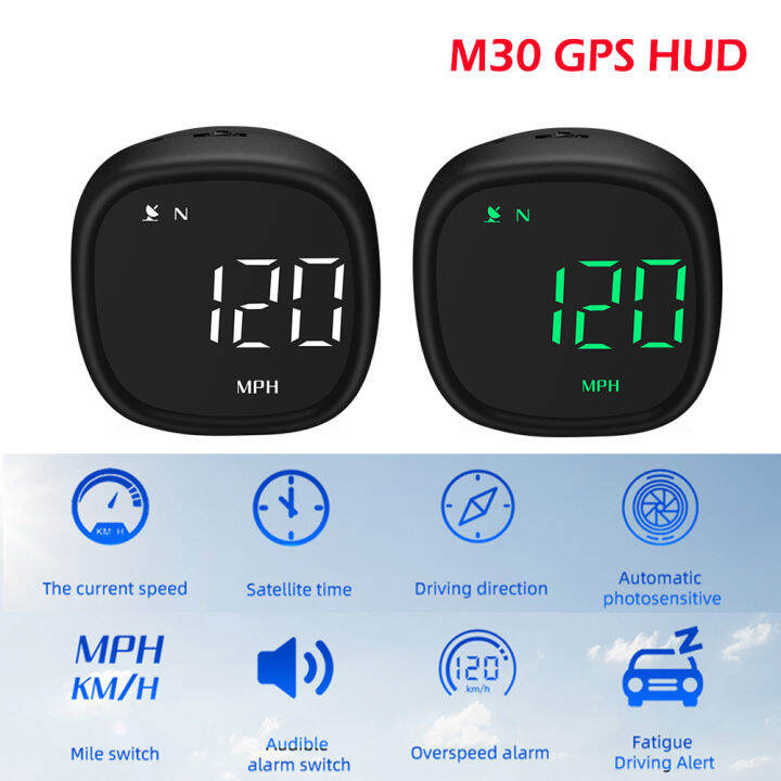 gps-hud-head-up-display-digital-speedometer-สัญญาณเตือนความเร็วเกินเข็มทิศนาฬิกาความเมื่อยล้าเตือนการขับขี่สากลสำหรับรถยนต์ทุกคัน