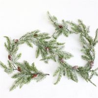 Artificial Pine Cones Vine Christmas Decorative Snowflake Pine Branches Green Garland Leaves Wreath Wall Decor For Wedding