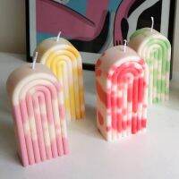 ；‘。、’ Rainbow Arch Candle Silicone Mold DIY Rainbow Bridge Geometry Candle Ice Cream Baking Soap Mold Home Decor Gifts