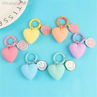 Cute Silicone Frosted Heart Keychains Candy Color Smile Face Cover Pendant Keyrings Love Box Gift Purse For Girl Women