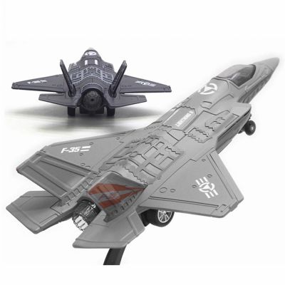 Large Alloy Pull Back F 35 Fighter Aircraft Model Music LED Airplane Toy Gift