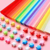 WENBA64 Hand Fold Simple Pattern Colorful Lucky Star DIY Sided Origami Paper Star Origami Art Crafts Paper Strip