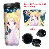 400Ml Sailor Moon แก้วกาแฟถ้วยอวกาศรอบสองชั้นฉนวนถ้วยพลาสติก2มิติกาต้มน้ำกีฬาถ้วย