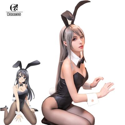 ROLECOS Anime Sakurajima Mai Cosplay Costume Women Halloween Black Sexy Jumpsuit Rascal Does Not Dream Of Bunny Girl Senpai Cos