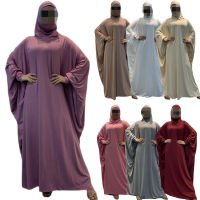 ผู้หญิงมุสลิม Jilbab ชุดสวดมนต์ Hooded Abaya Smocking แขนเสื้อผ้าอิสลามดูไบซาอุดีอาระเบีย Solid Robe ตุรกี Modesty