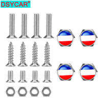 DSYCAR 1 Set Engraved France French Flag Silicon Surface Zinc Alloy Metal Cap Screw for Car License Plate Frame