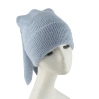 【YD】 Ears Knitted Hat Real Fur Hats Fashion Warm Beanie Adult Cover Cap